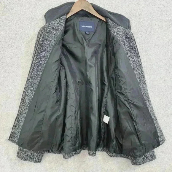 Lands End Womens Wool Blend Zip-Up Jacket Size 14 Gray Mock neck - Picture 3 of 8